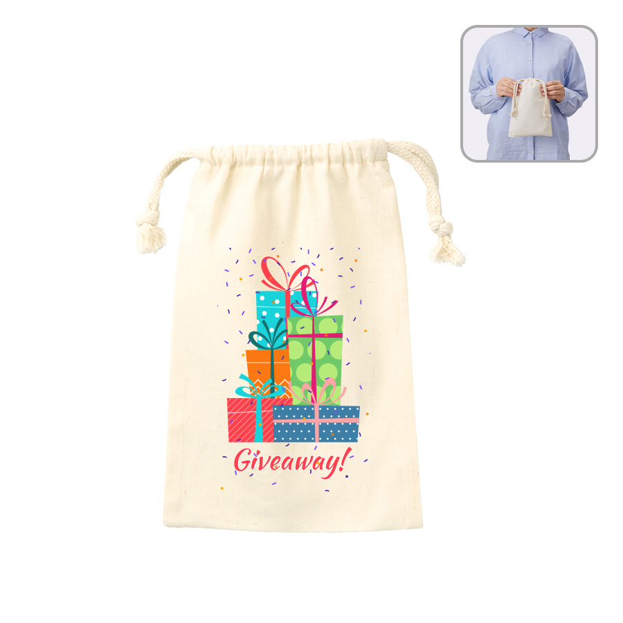 オリジナル　コットン巾着(M)　ナチュラル