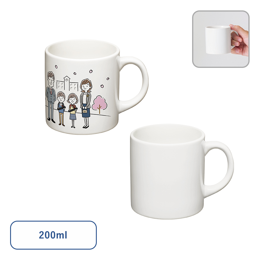 オリジナル　陶器マグカップ　ストレート(S)　ホワイト