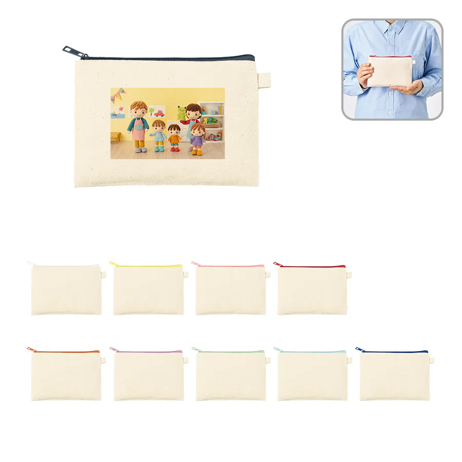 オリジナル カラーファスナーキャンバスフラットポーチ(S)