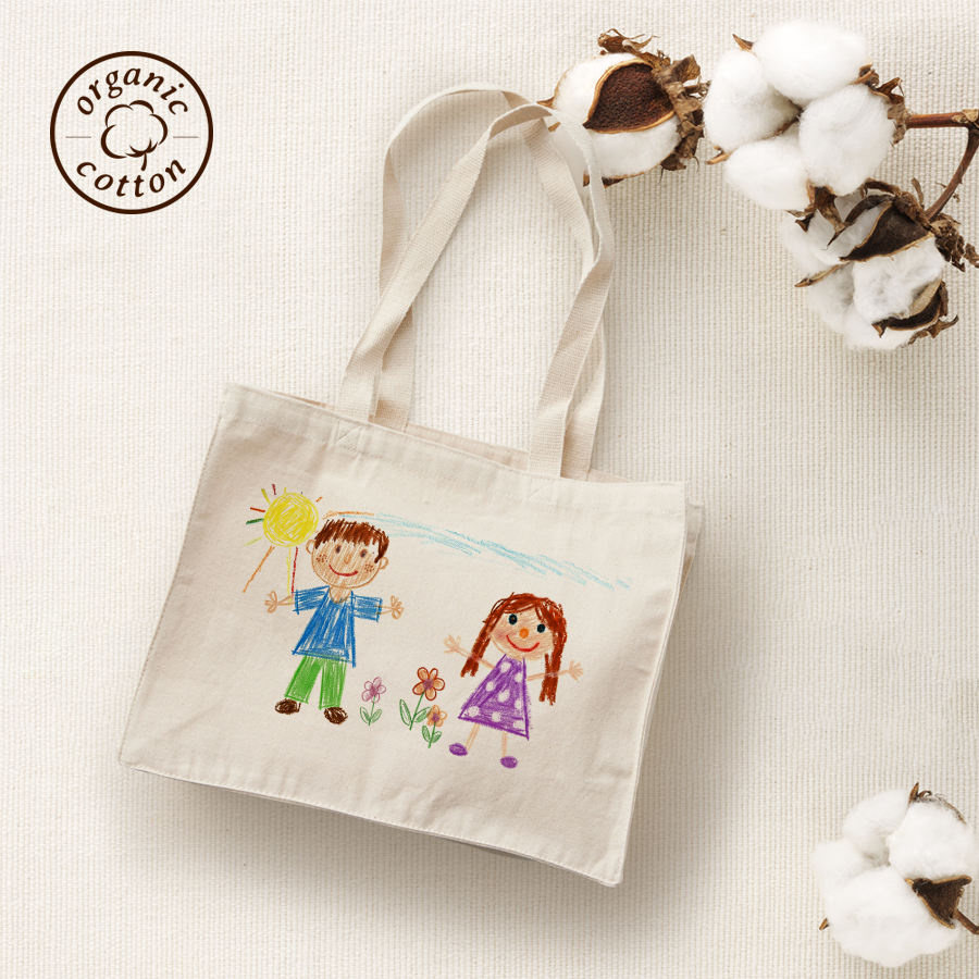 オリジナル オーガニックコットンキャンバスボックストートバッグ ナチュラル