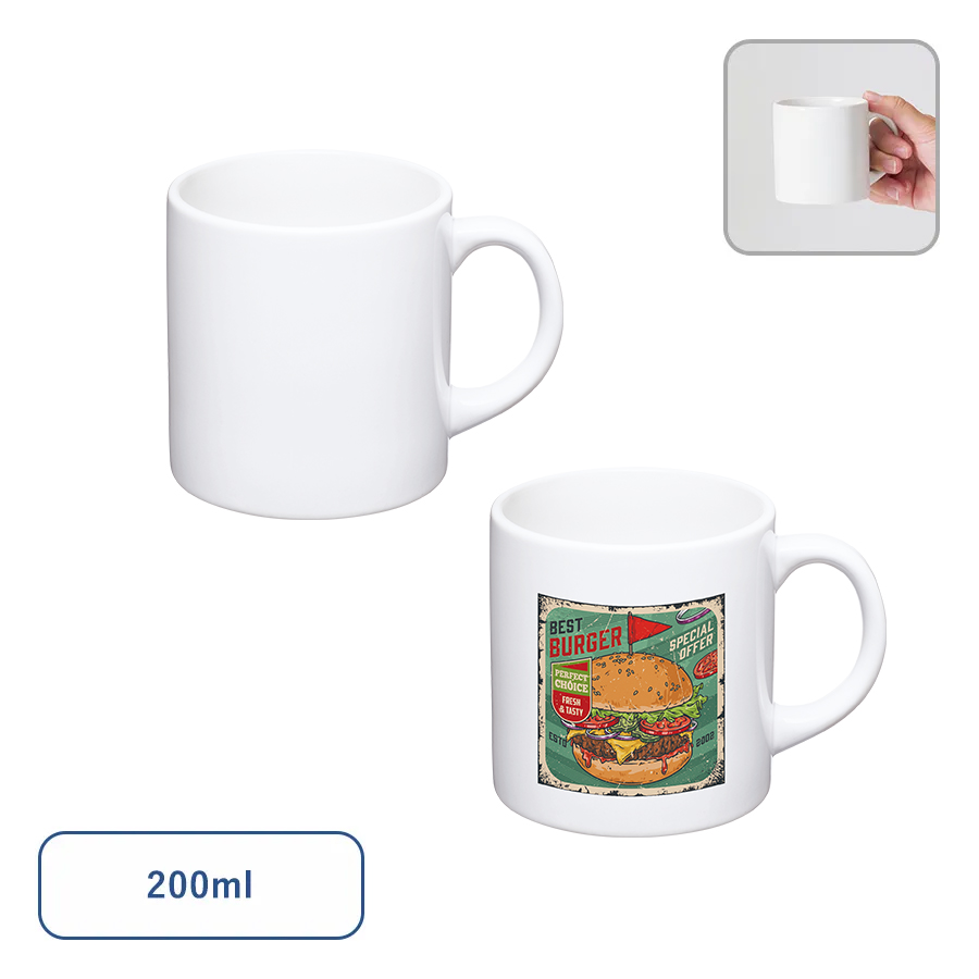 オリジナル　陶器マグカップ　ストレート(S)　ホワイト