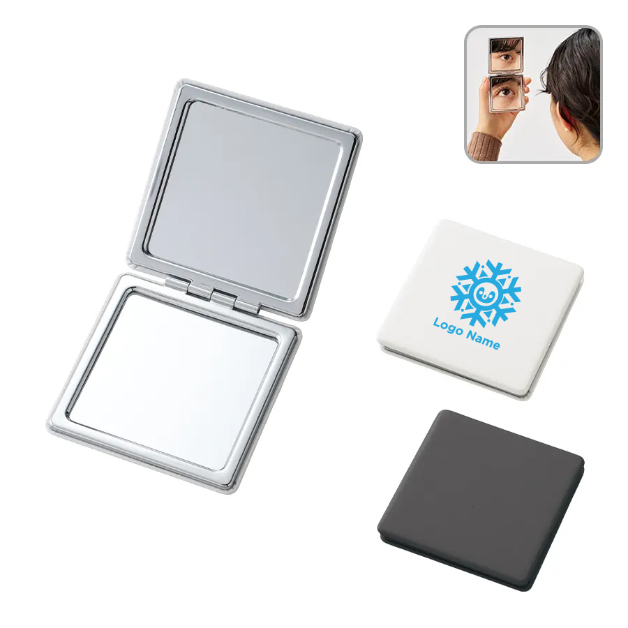 オリジナル　全面印刷できる合皮コンパクトミラー　スクエア(両面対応)