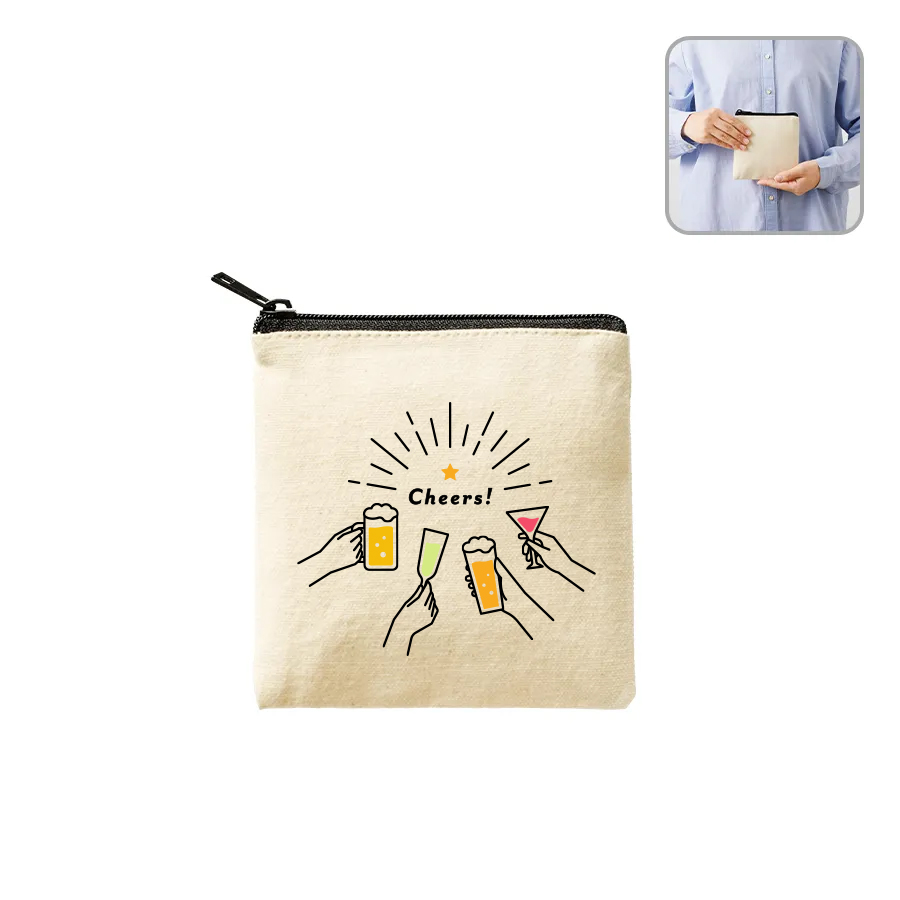 オリジナル　ライトキャンバスフラットポーチ(SS)　ナチュラル