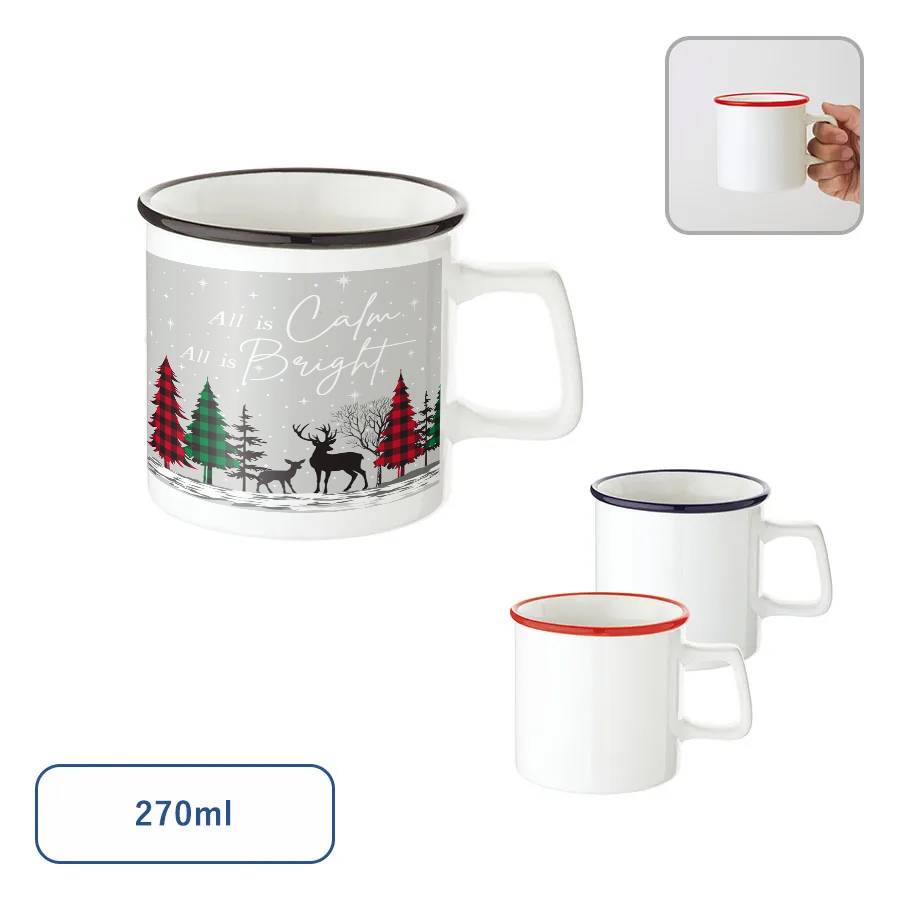 オリジナル　陶器マグカップ　ストレート　ラウンドリップ