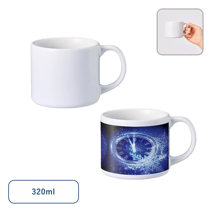 オリジナル　陶器マグストレート　ショートワイド　ホワイト