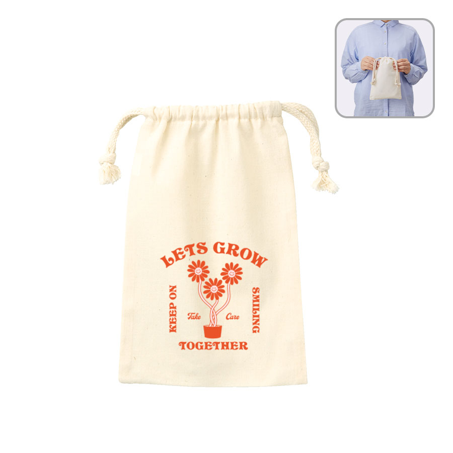 オリジナル　コットン巾着(M)　ナチュラル