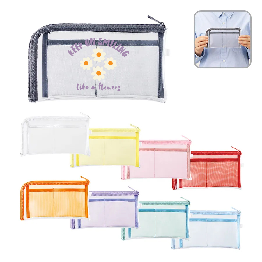 オリジナル　メッシュポケットクリアロングポーチ