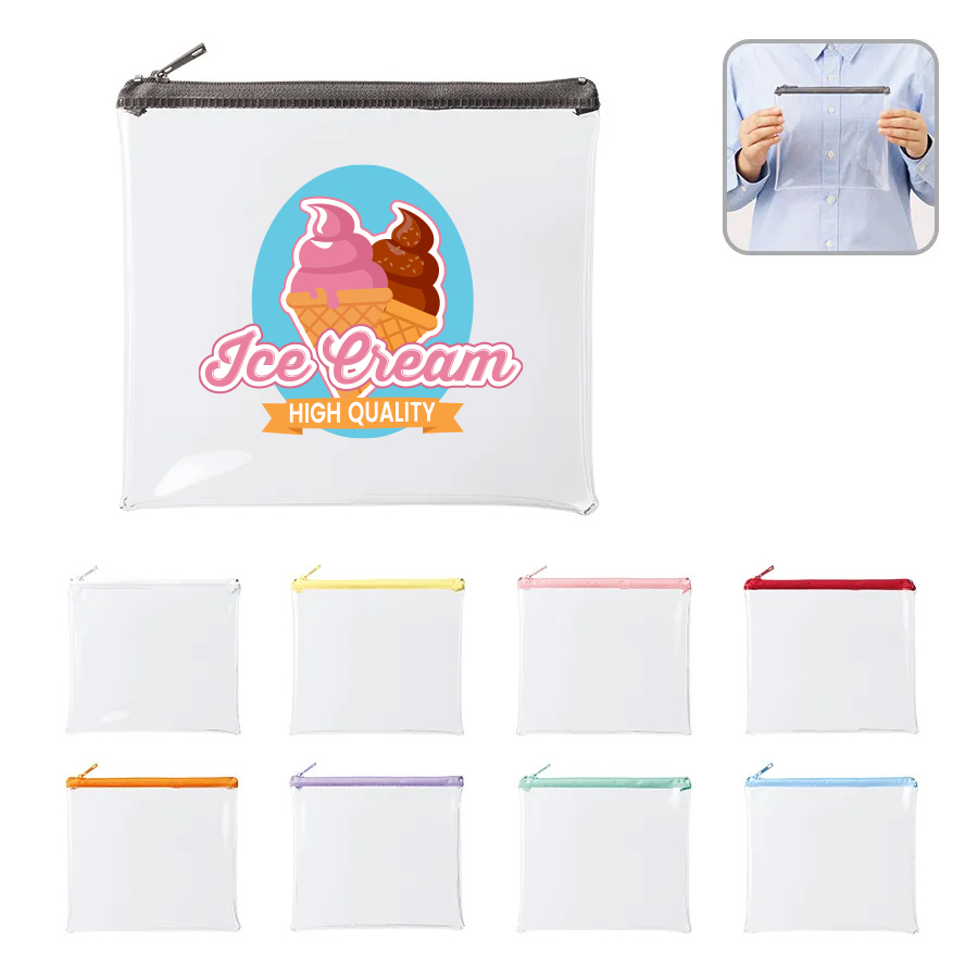 オリジナル　カラーファスナークリアポーチ(M)