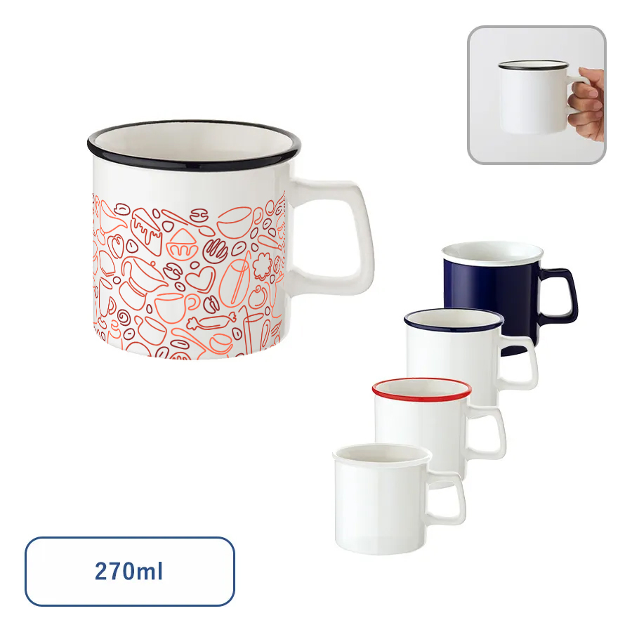 オリジナル　陶器マグカップ　ストレート　ラウンドリップ