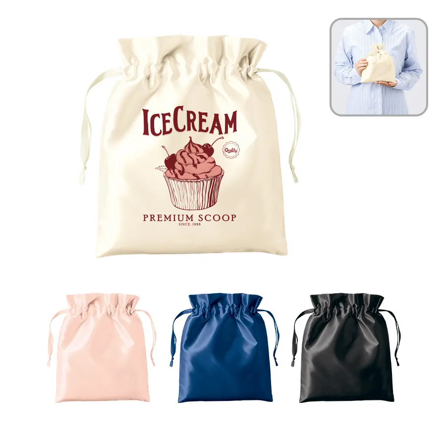 オリジナル　サテンフリル巾着(M)