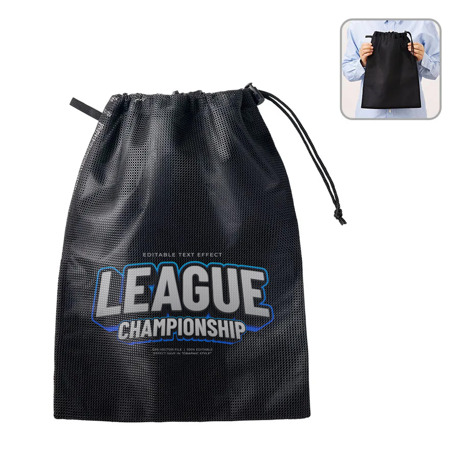 オリジナル　メッシュポリ巾着(L)　ブラック