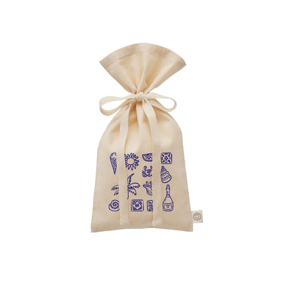 オリジナル　オーガニックコットンラッピング巾着(S)　ナチュラル