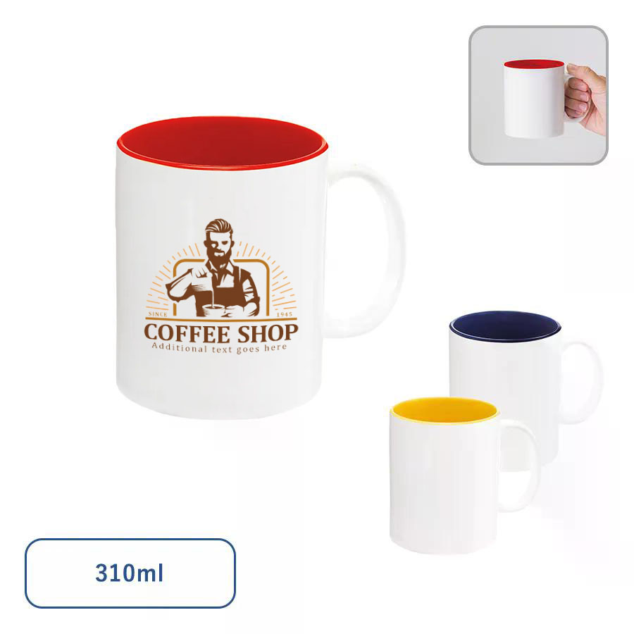 オリジナル　陶器マグカップ　ストレート　バイカラー　310ml