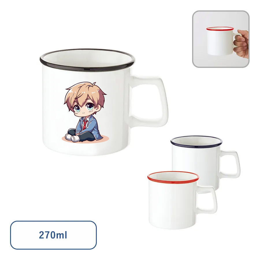 陶器マグカップ　ストレート　ラウンドリップ　270ml