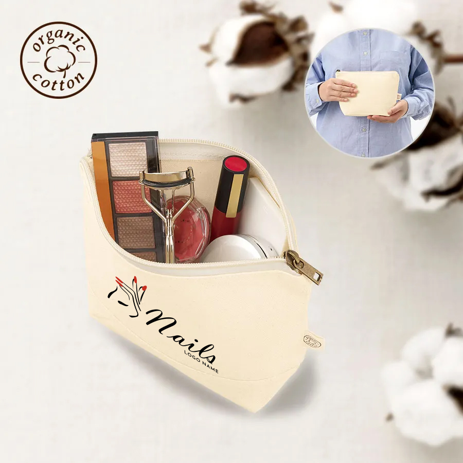オリジナル　オーガニックコットンキャンバスデイリーポーチ(S)　ナチュラル