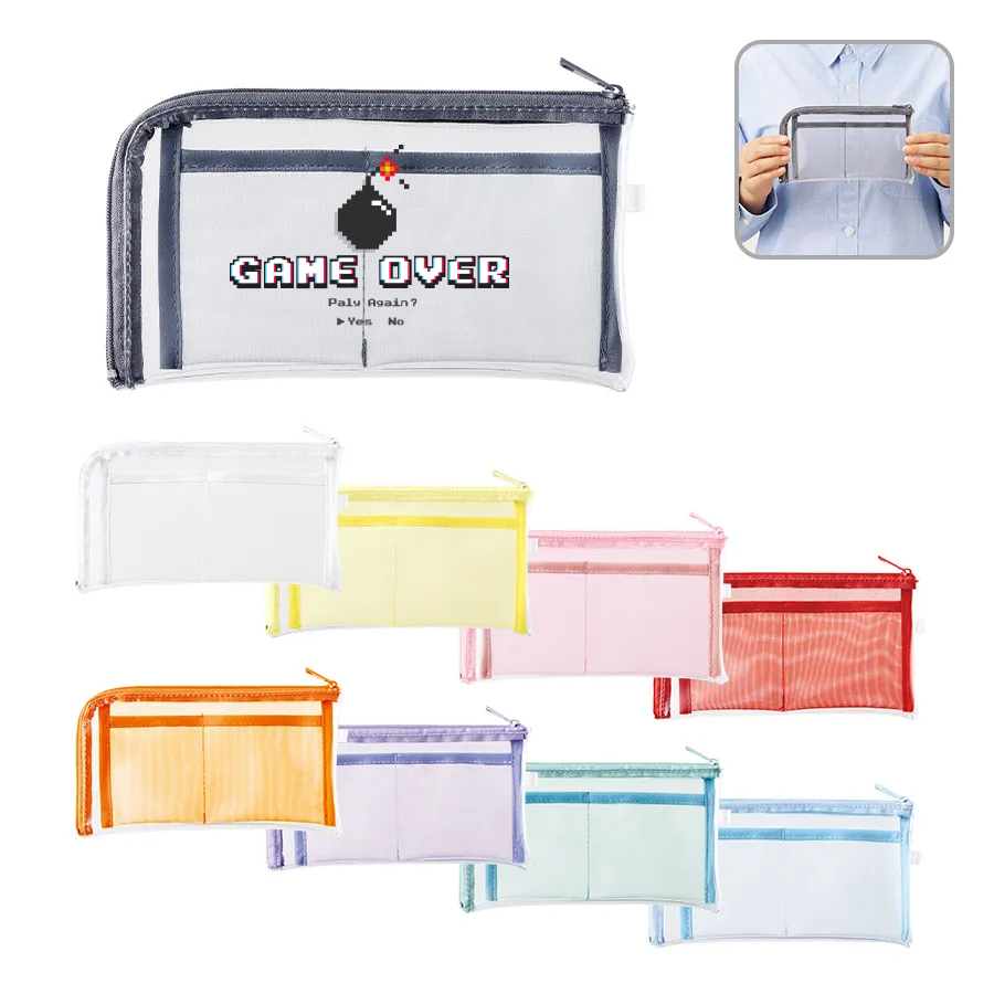 オリジナル　メッシュポケットクリアロングポーチ