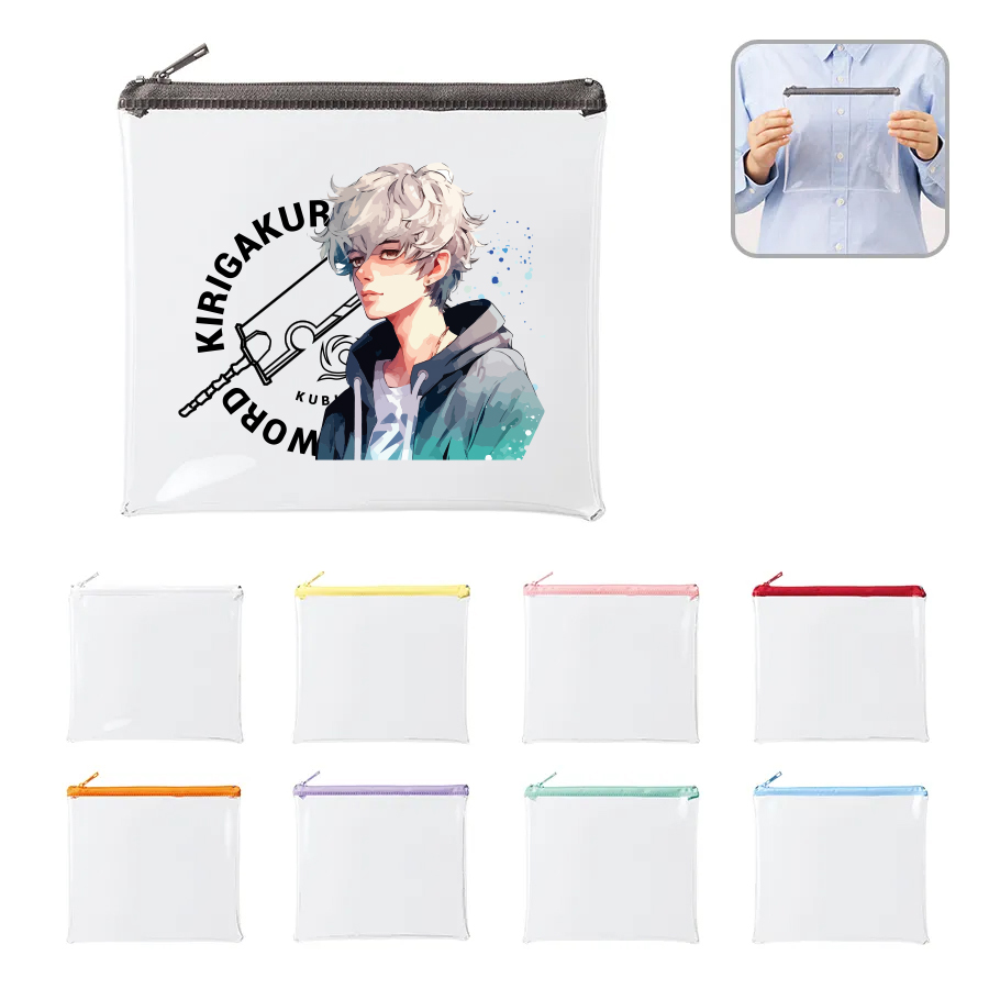 オリジナル　カラーファスナークリアポーチ(M)