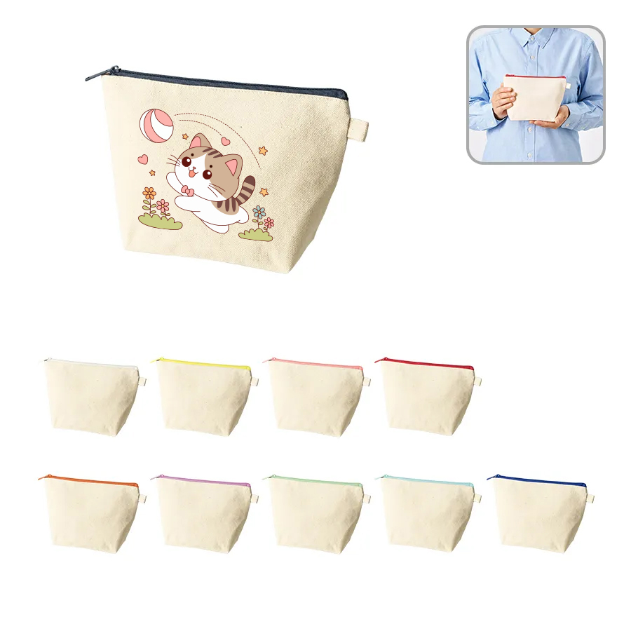 オリジナル　カラーファスナーキャンバスデイリーポーチ