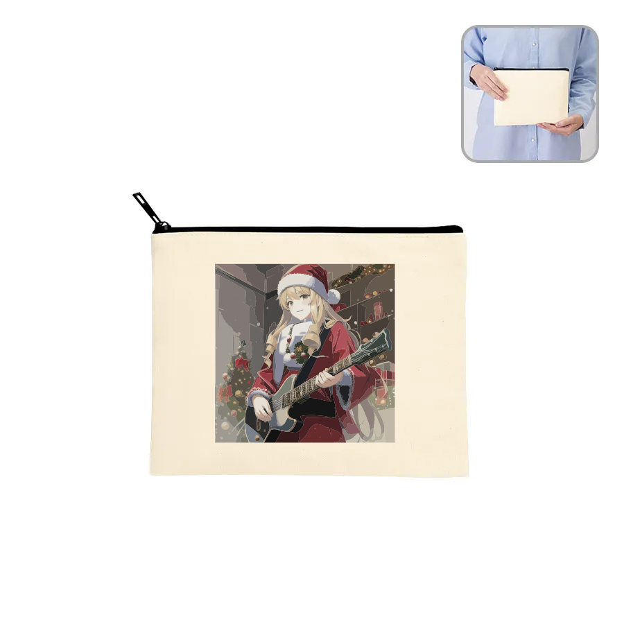 オリジナル　キャンバスフラットポーチ(M)　ナチュラル