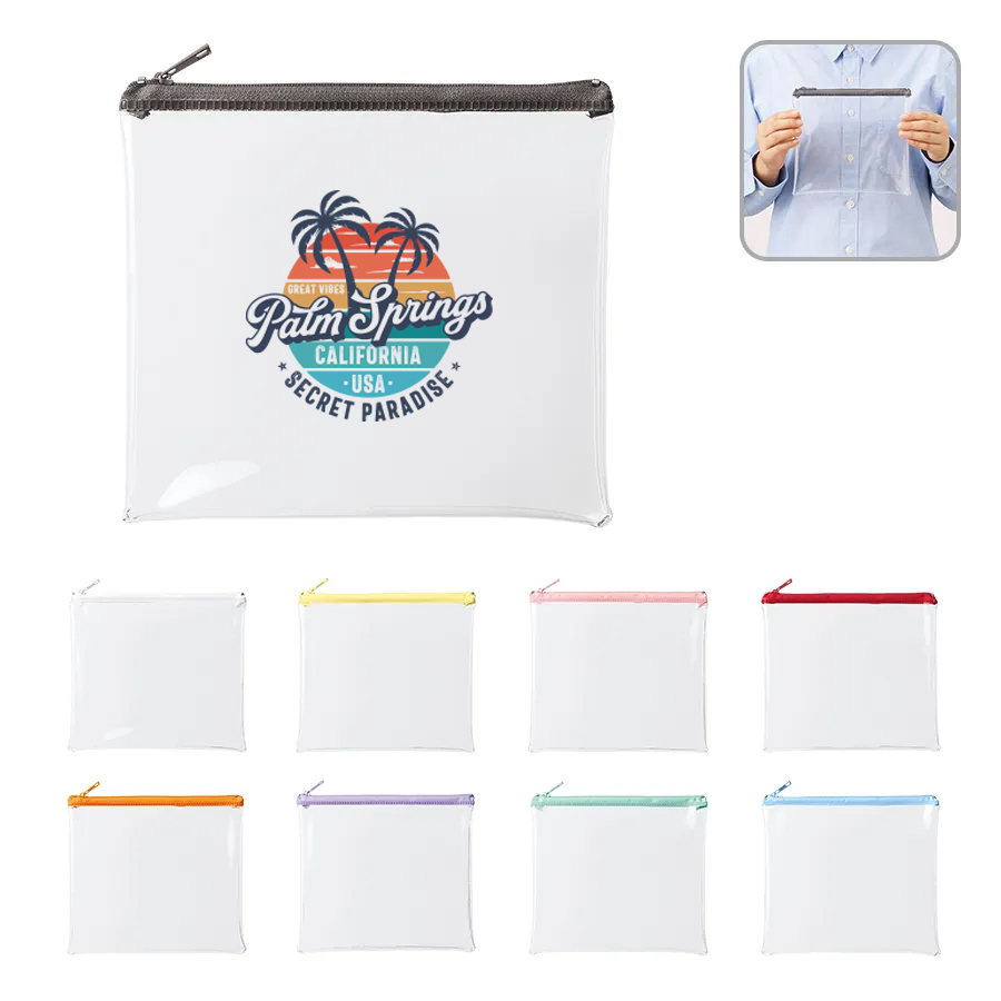 オリジナル　カラーファスナークリアポーチ(M)