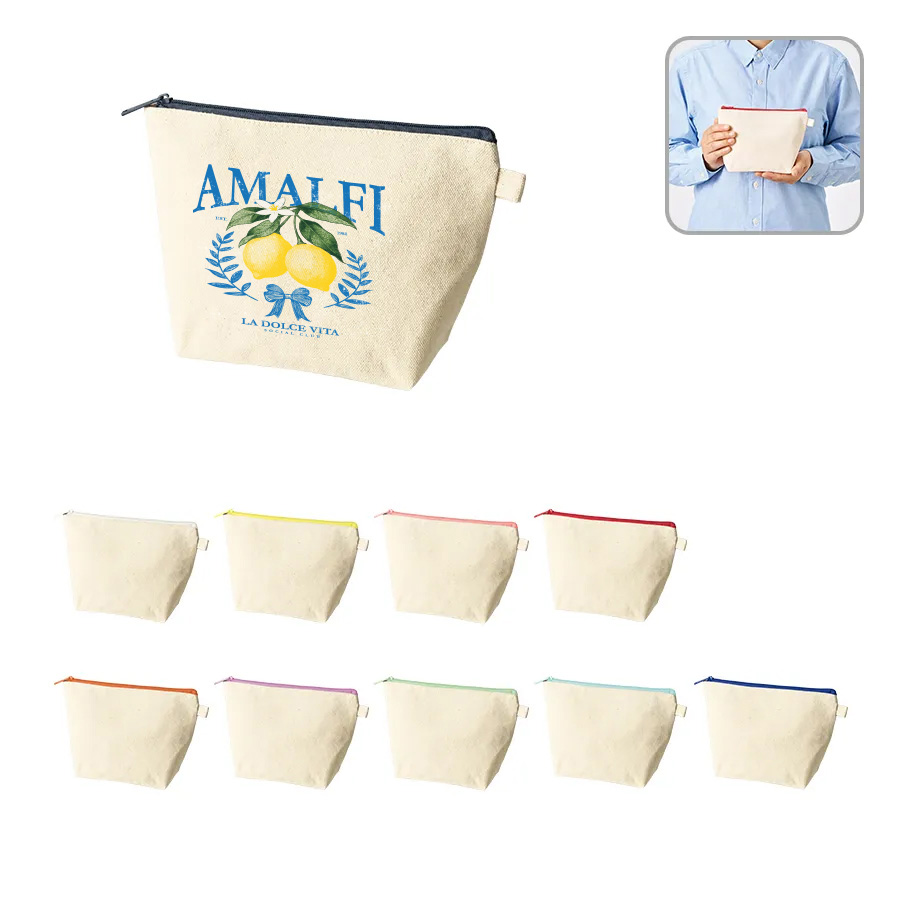 オリジナル　カラーファスナーキャンバスデイリーポーチ