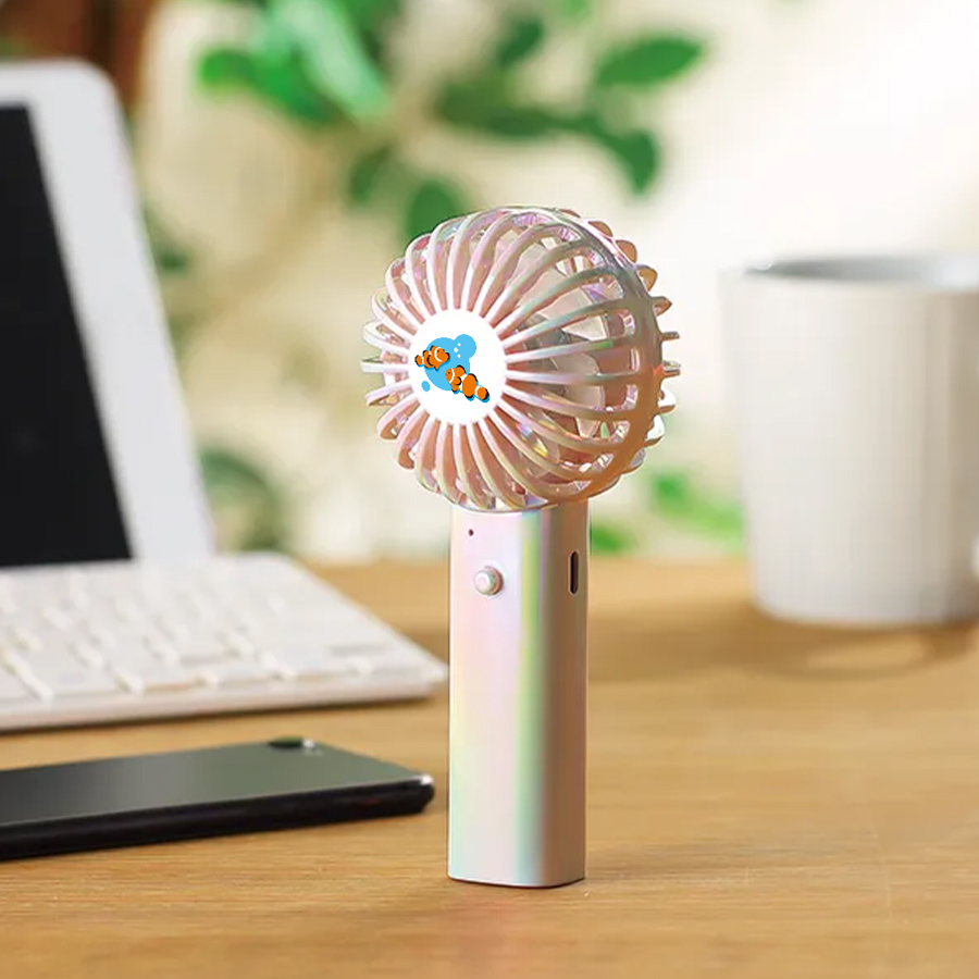 オリジナル　オーロラ充電式ハンディファン(ストラップ付)