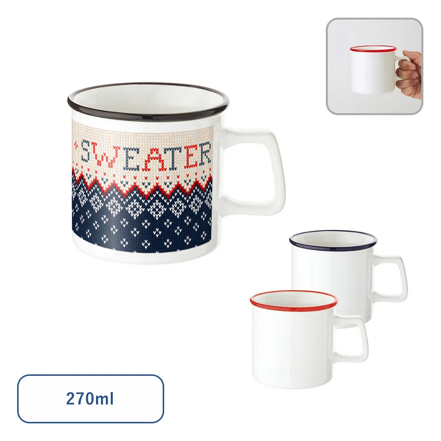 オリジナル　陶器マグカップ　ストレート　ラウンドリップ