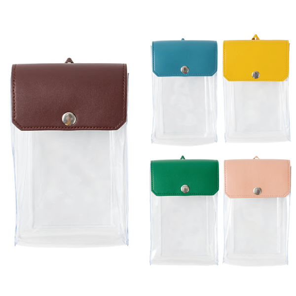オリジナル　カラーフラップクリアポーチ(縦型)