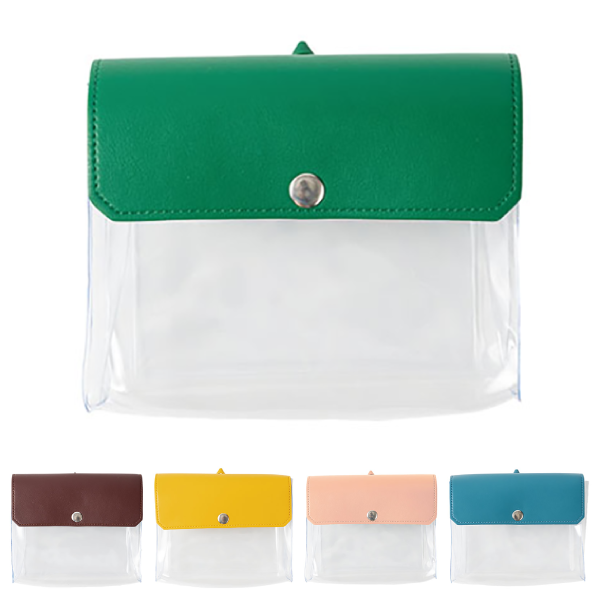 オリジナル　カラーフラップクリアポーチ(横型)