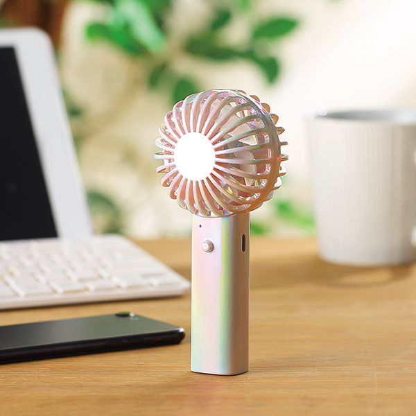 オリジナル　オーロラ充電式ハンディファン(ストラップ付)