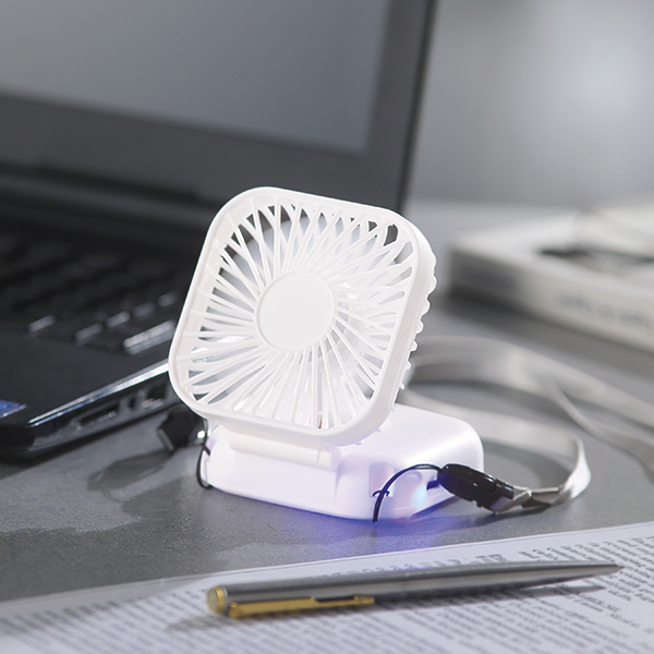オリジナル　充電式3WAY折りたたみハンディファン(ネックストラップ付)