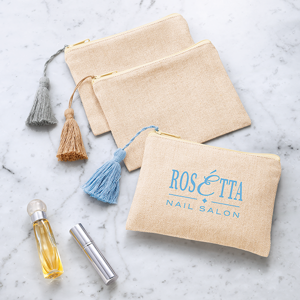 オリジナル　リサイクルコットンタッセル付きフラットポーチ