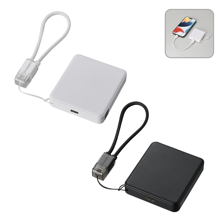 オリジナル　PD急速充電コードストラップ付モバイルチャージャー5000(全面印刷対応)