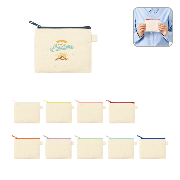 オリジナル　カラーファスナーキャンバスフラットポーチ(SS)