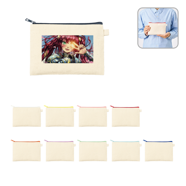 オリジナル　カラーファスナーキャンバスフラットポーチ(S)