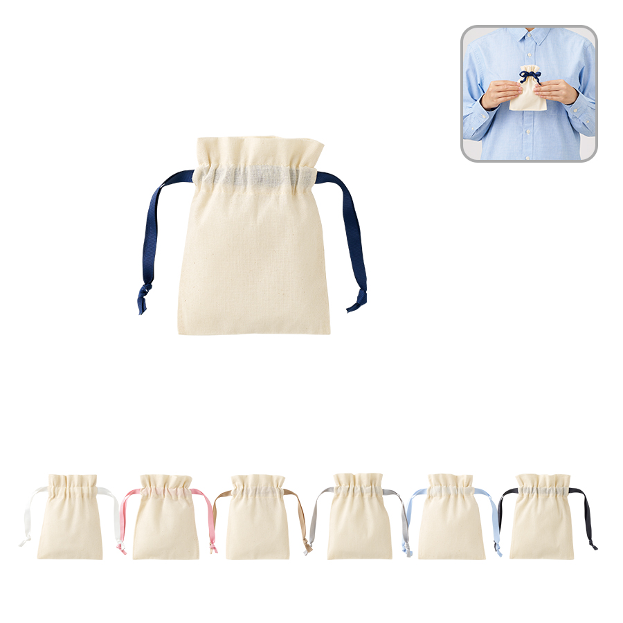 オリジナル コットンカラーリボン巾着(SS)