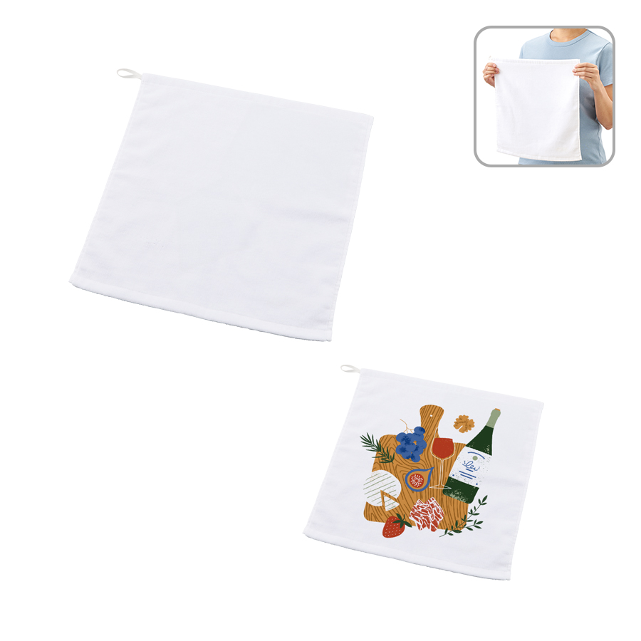 オリジナル　プリントしやすいコットンシャーリングループ付タオル