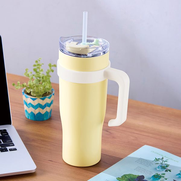 オリジナル　超大容量真空ステンレス取っ手付きタンブラー1.2L