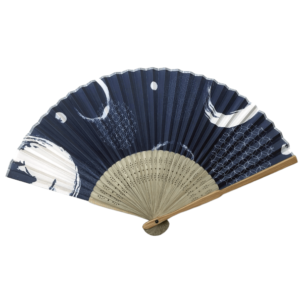 オリジナル　すす竹扇子　和文様