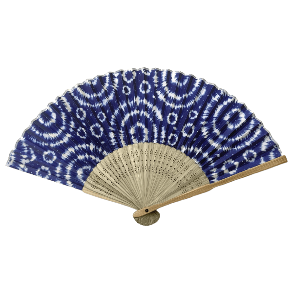 オリジナル　すす竹扇子　藍染しぼり