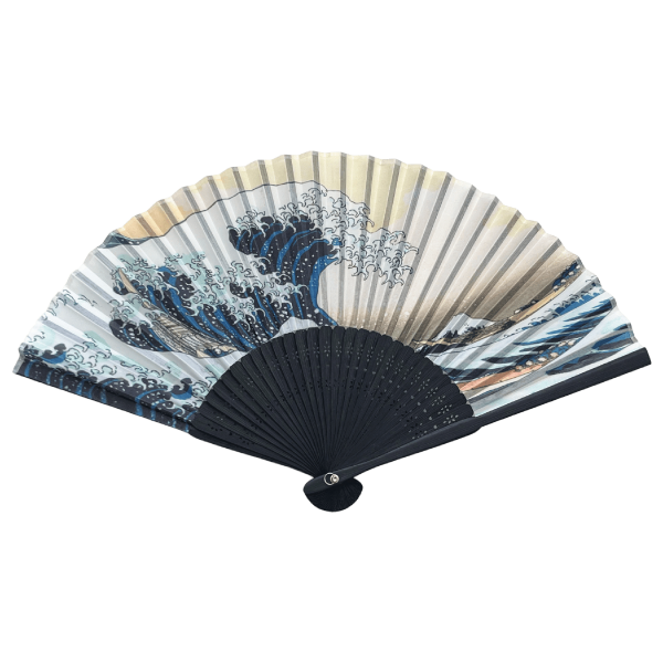 オリジナル　黒竹扇子　神奈川沖浪裏