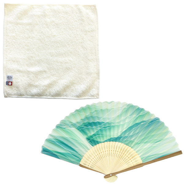 オリジナル　涼風セット　扇子＆今治タオルハンカチ　かすみ